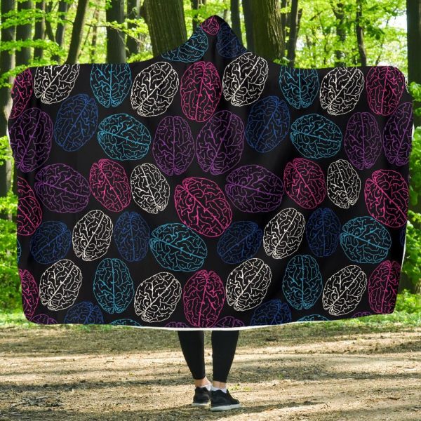 Brain Pattern Print Hooded Blanket Cloak Blanket