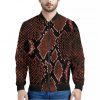 Brick Red Python Snakeskin Print Bomber Jacket