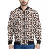 Brown And White Cow Pattern Print Bomber Jacket
