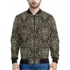 Brown Damask Pattern Print Bomber Jacket