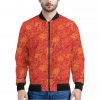 Burning Japanese Flame Pattern Print Bomber Jacket