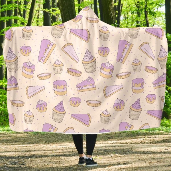 Cake Sweet Pattern Print Hooded Blanket Cloak Blanket