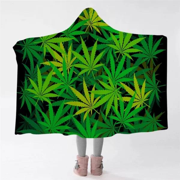 Canabis Hooded Blanket Cloak Blanket