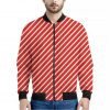 Candy Cane Stripe Pattern Print Bomber Jacket