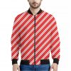 Candy Cane Stripes Pattern Print Bomber Jacket