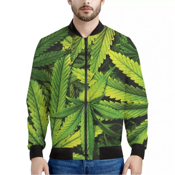 Cannabis Texture Print Bomber Jacket