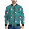 Cartoon Boston Terrier Flower Print Bomber Jacket