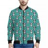 Cartoon Boston Terrier Pattern Print Bomber Jacket