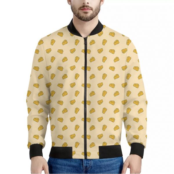 Cartoon Cheese Pattern Print Bomber Jacket