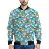 Cartoon Cupcake Pattern Print Bomber Jacket