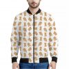 Cartoon Teddy Bear Pattern Print Bomber Jacket