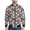 Casino Chip And Card Pattern Print Bomber Jacket