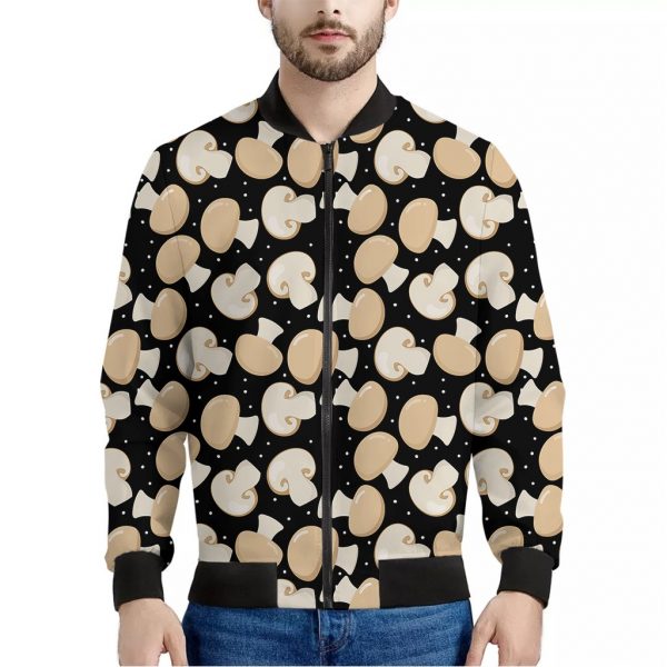 Champignon Mushroom Pattern Print Bomber Jacket