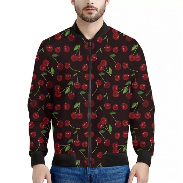 Cherry Fruit Pattern Print Bomber Jacket