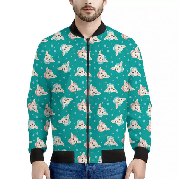 Chihuahua Puppy Pattern Print Bomber Jacket