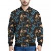 Chinese Dragon And Flower Pattern Print Bomber Jacket
