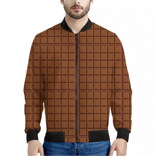 Chocolate Bar Pattern Print Bomber Jacket