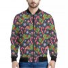 Christmas Berry And Candy Pattern Print Bomber Jacket