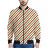 Christmas Candy Cane Striped Print Bomber Jacket
