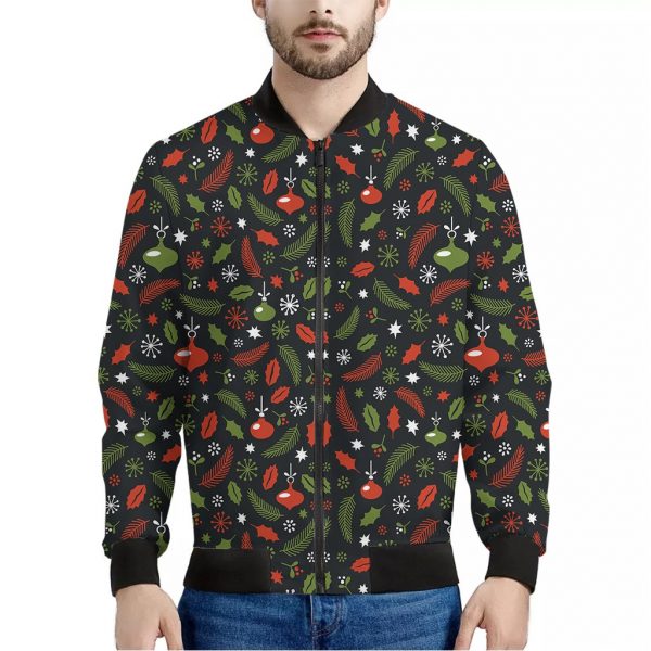 Christmas Decorations Pattern Print Bomber Jacket