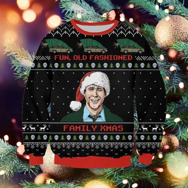 Christmas Family Knitting Pattern 3D Print Ugly Christmas Sweatshirt