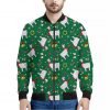 Christmas Llama Pattern Print Bomber Jacket