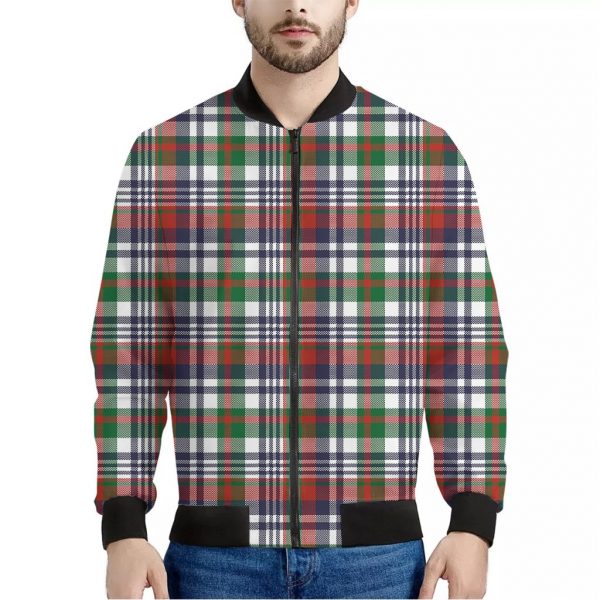 Christmas Madras Plaid Print Bomber Jacket