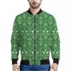 Christmas Pot Leaf Pattern Print Bomber Jacket