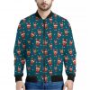 Christmas Santa Reindeer Pattern Print Bomber Jacket