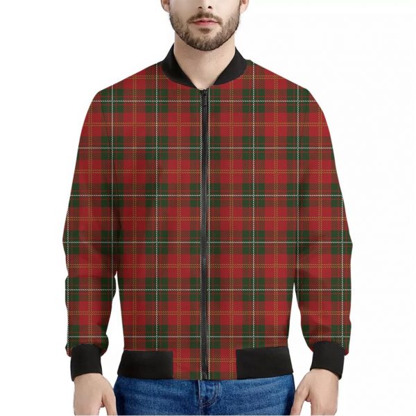 Christmas Scottish Tartan Pattern Print Bomber Jacket