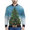 Christmas Tree And Snow Print Bomber Jacket
