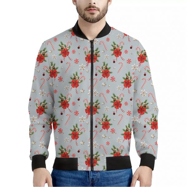 Christmas Winter Holiday Pattern Print Bomber Jacket