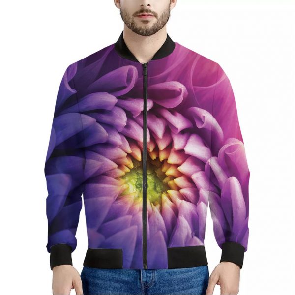Chrysanthemum Flower Print Bomber Jacket