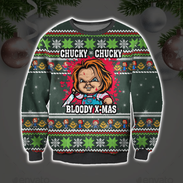 Chucky Chucky - Bloody X-Mas 3D All Over Printed Ugly Sweatshirt