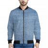 Classic Blue Denim Jeans Print Bomber Jacket