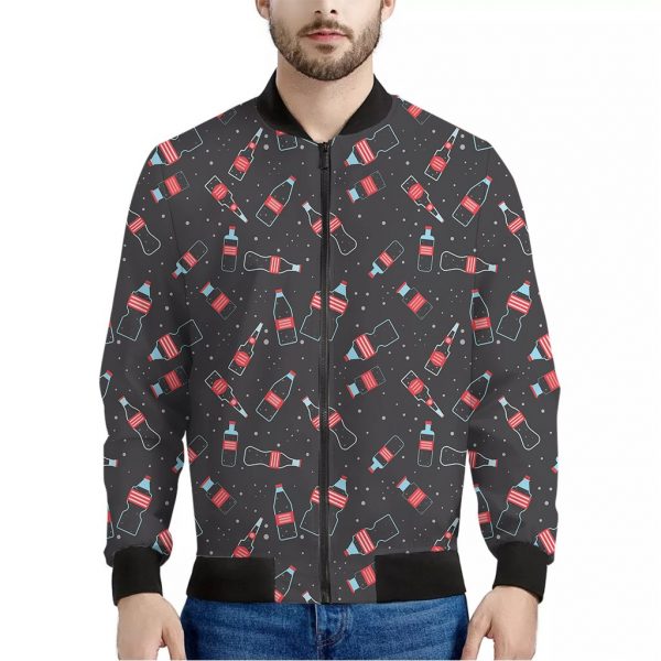 Cola Bottle Pattern Print Bomber Jacket