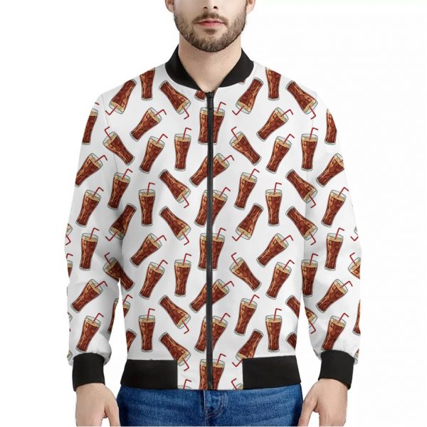 Cola Pattern Print Bomber Jacket