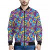 Colorful Aloha Camouflage Flower Print Bomber Jacket