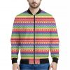 Colorful Aztec Tribal Pattern Print Bomber Jacket
