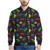 Colorful Block Puzzle Game Pattern Print Bomber Jacket