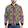 Colorful Brick Puzzle Game Pattern Print Bomber Jacket