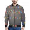 Colorful Christmas String Lights Print Bomber Jacket