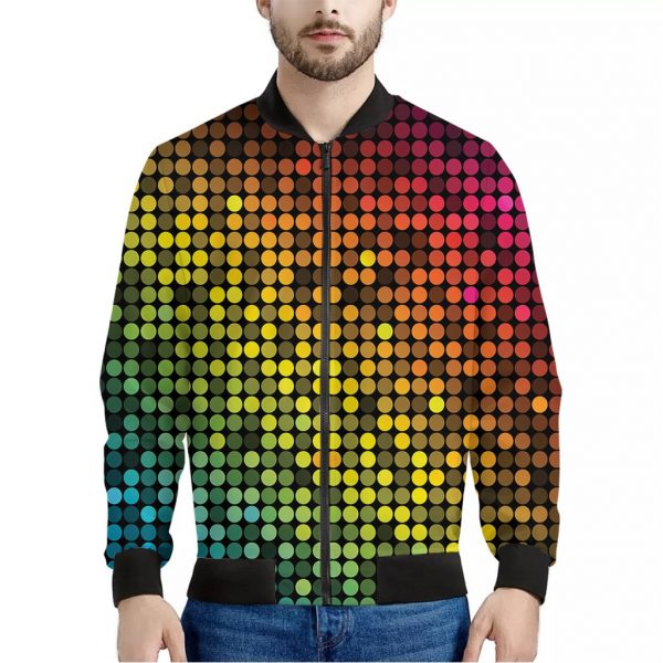 Colorful Disco Lights Pattern Print Bomber Jacket