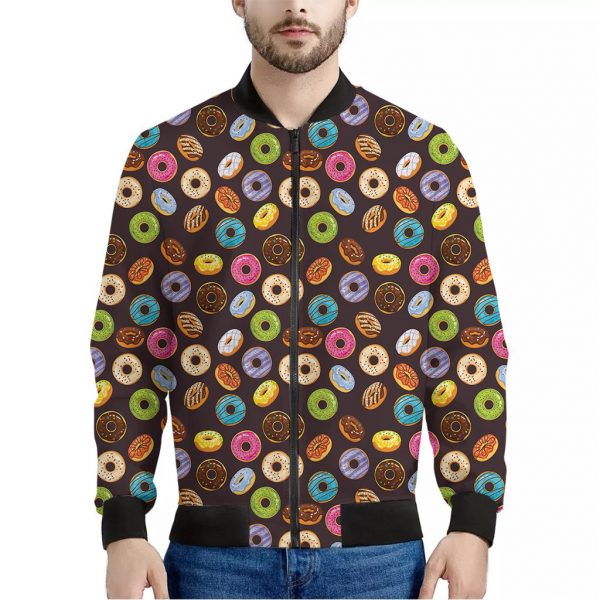 Colorful Donut Pattern Print Bomber Jacket