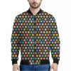 Colorful Emoji Faces Pattern Print Bomber Jacket