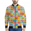 Colorful Emoji Pattern Print Bomber Jacket