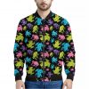 Colorful Frog Pattern Print Bomber Jacket
