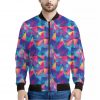 Colorful Geometric Mosaic Print Bomber Jacket