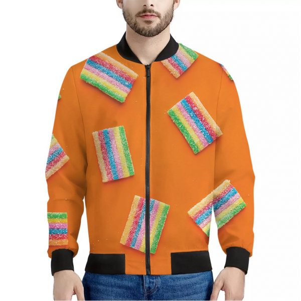 Colorful Gummy Print Bomber Jacket