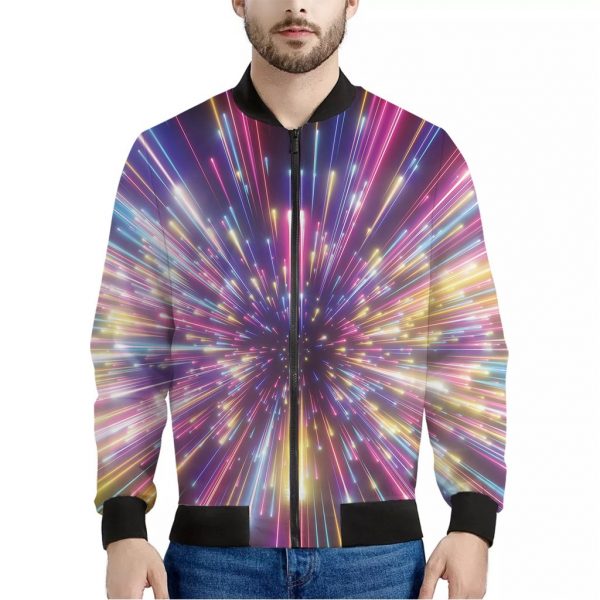 Colorful Hyperspace Print Bomber Jacket